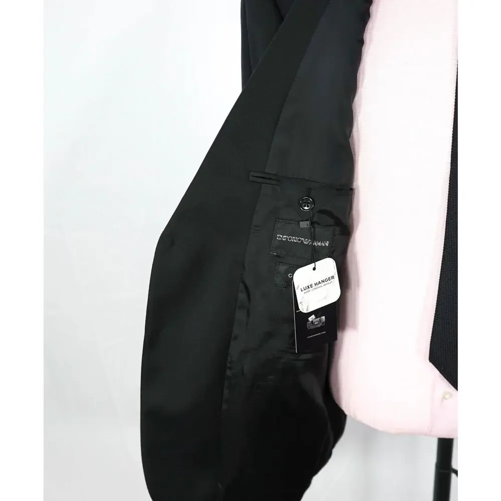 $1,495 EMPORIO ARMANI - Solid Black 130's Wool Blazer - 48R
